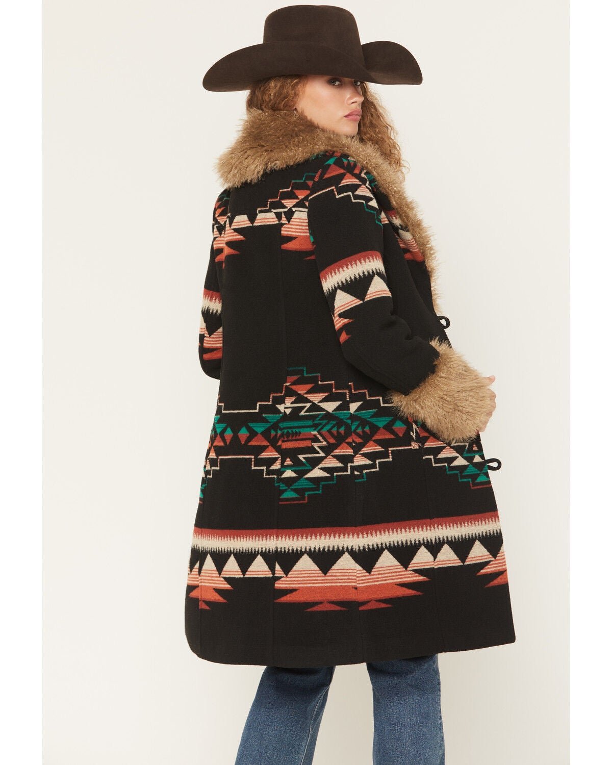 Image #4 - Panhandle Slim Women's Southwestern Border Print Coat, Black, hi-res