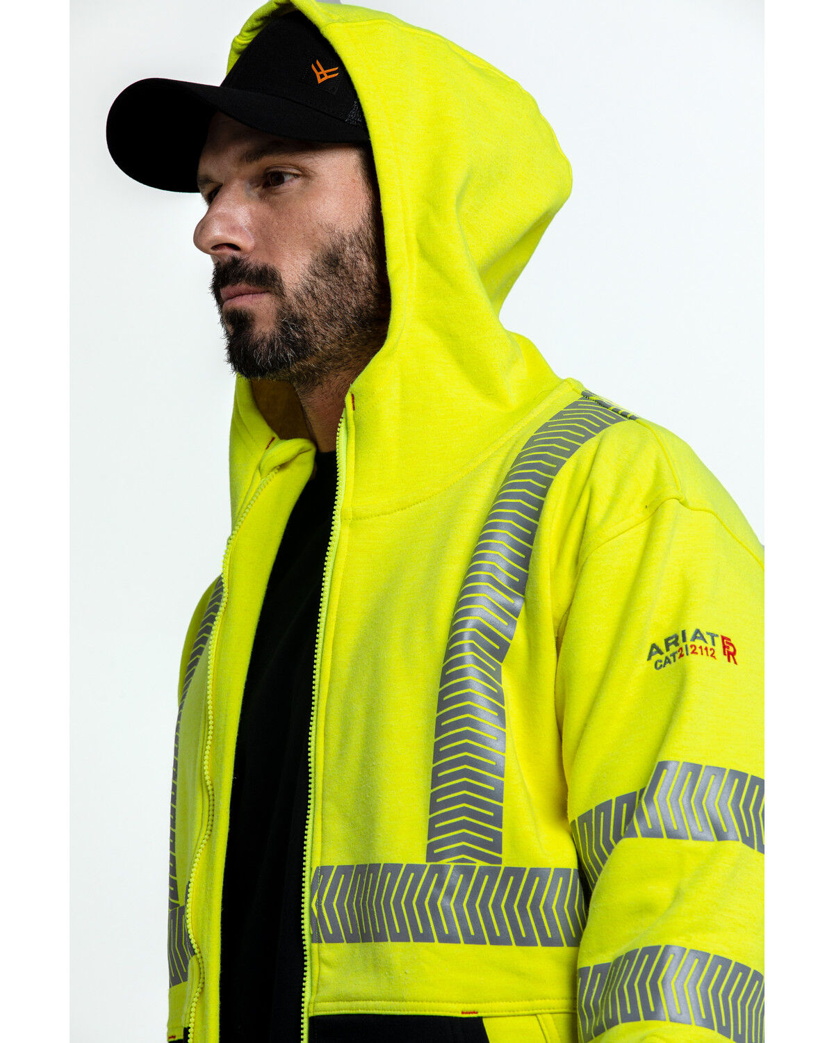 Image #5 - Ariat Men's FR Hi-Vis Full Zip Work Hoodie - Tall, Bright Yellow, hi-res