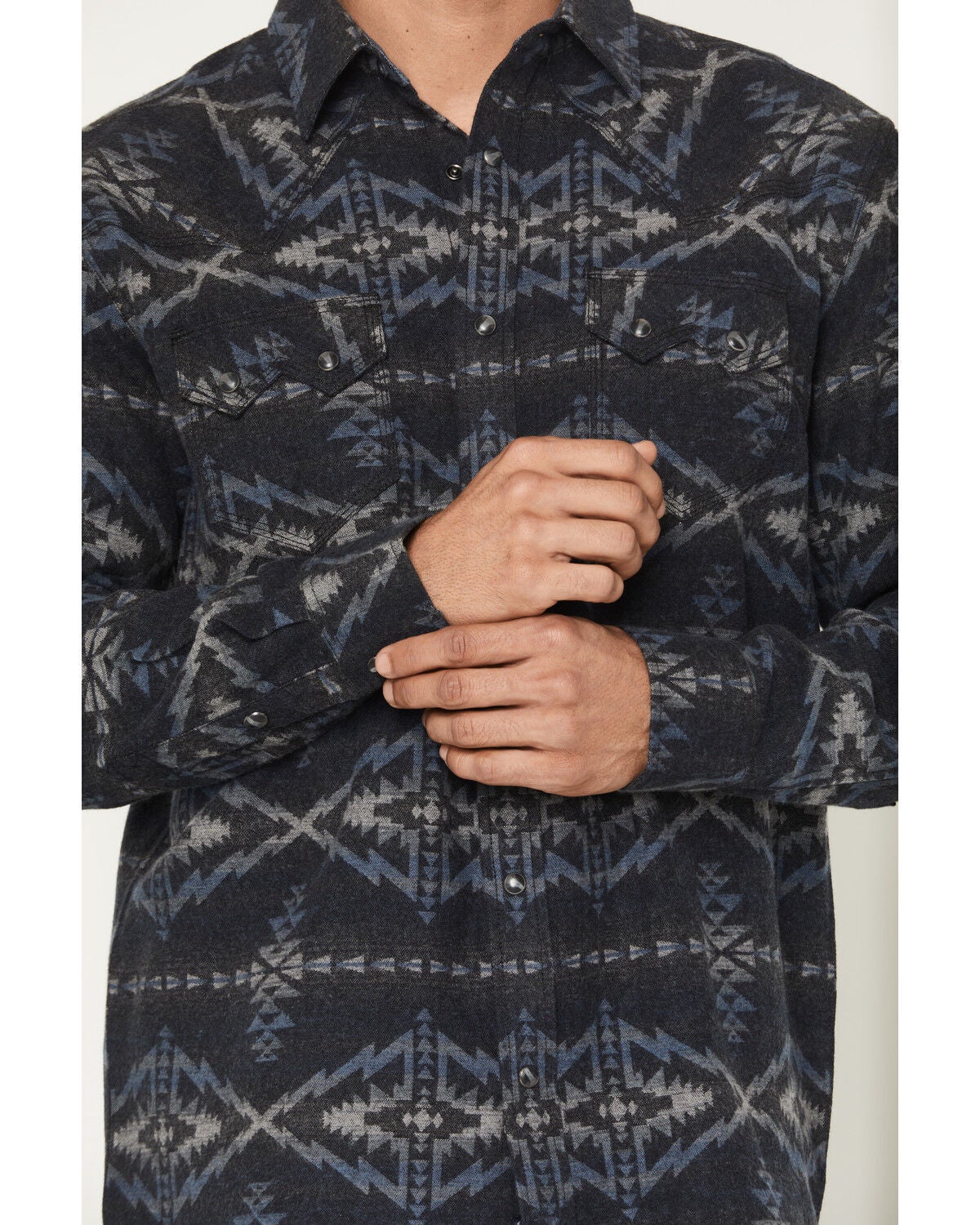 Image #3 - Moonshine Spirit&reg; Men's Tiki Time Southwestern Print Long Sleeve Snap Flannel Shirt, Black, hi-res