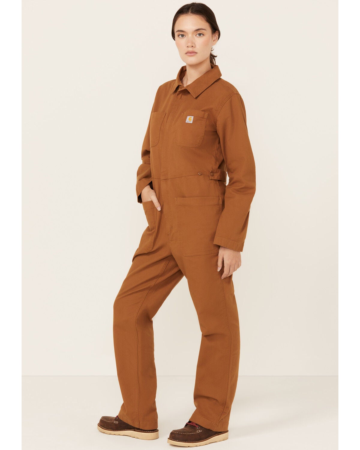 Carhartt Women's Rugged Flex&reg; Relaxed Fit Canvas Coveralls, Tan, hi-res