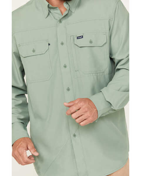 Image #3 - Wrangler Men's Performance Long Sleeve Button-Down Shirt, Sage, hi-res