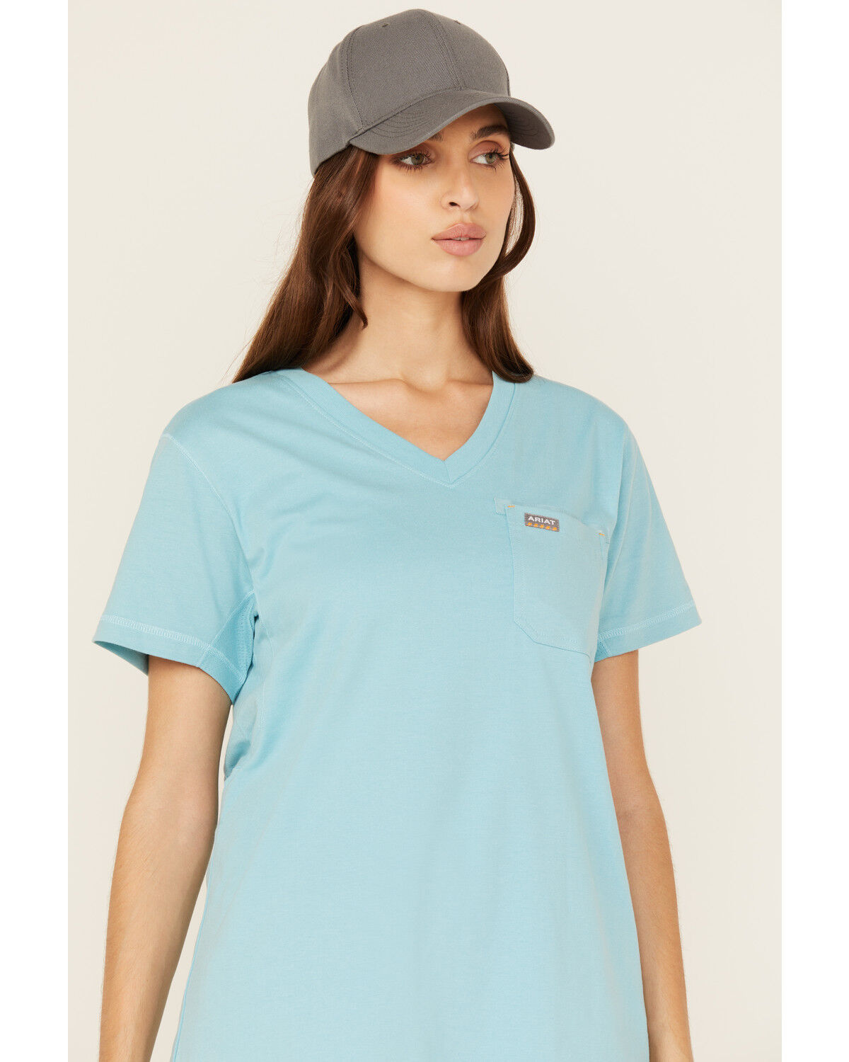 Image #3 - Ariat Women's Rebar Workman Rose Short Sleeve Graphic Work Tee, Blue, hi-res