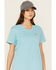 Image #3 - Ariat Women's Rebar Workman Rose Short Sleeve Graphic Work Tee, Blue, hi-res