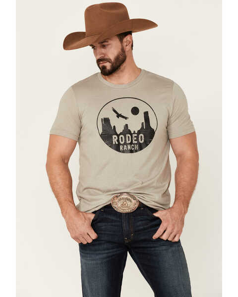 Image #1 - Rodeo Ranch Men's Heather Stone Desert Canyon Circle Graphic Short Sleeve T-Shirt , Stone, hi-res