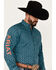 Image #2 - Ariat Men's Team Case Print Long Sleeve Button-Down Western Shirt, Turquoise, hi-res