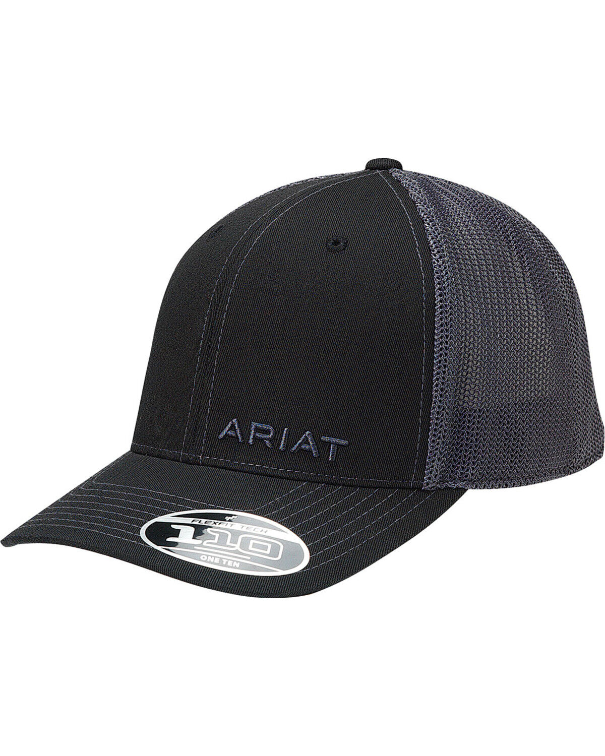 Image #1 - Ariat Men's Logo Ball Cap, Black, hi-res