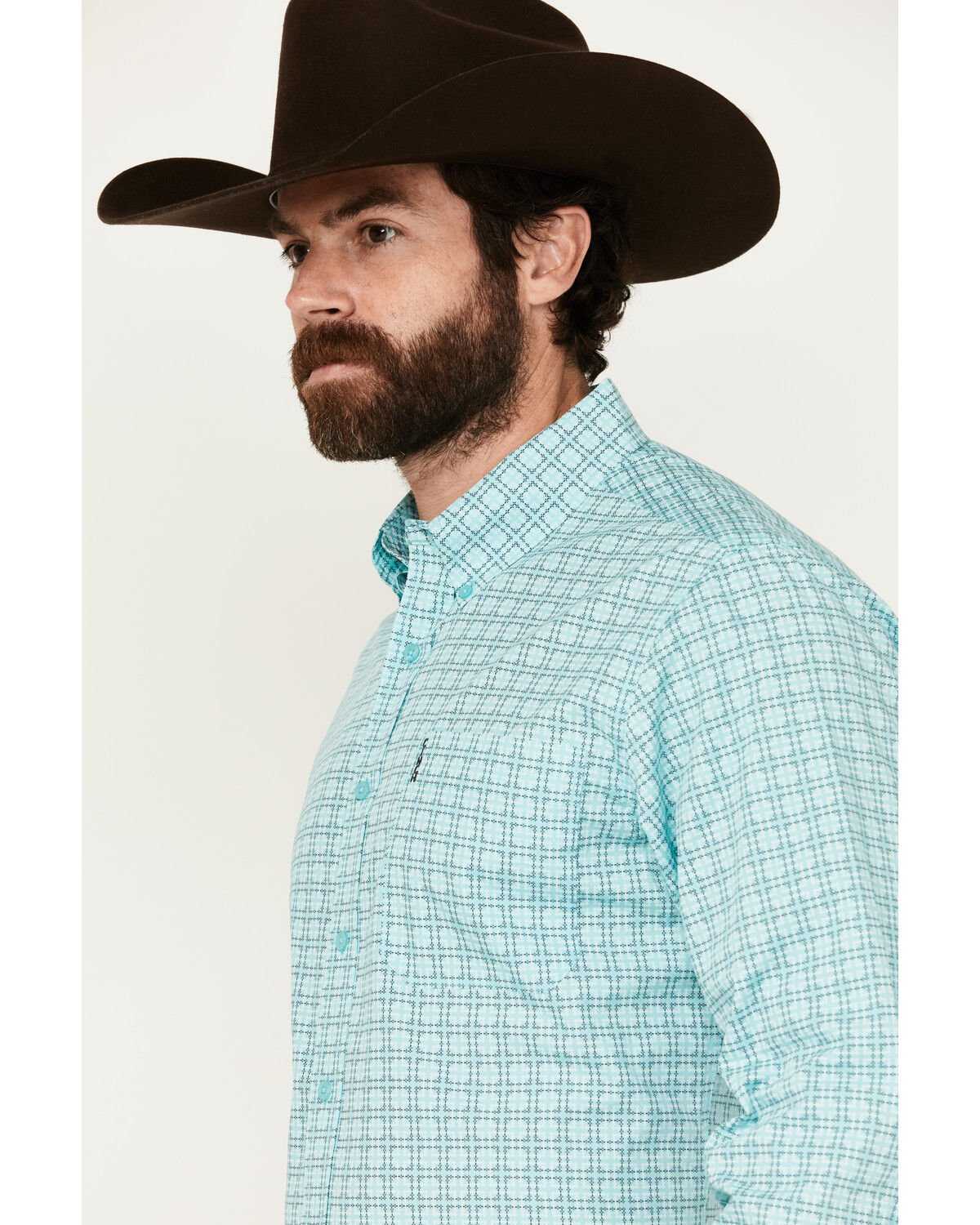Image #2 - Cinch Men's Geo Print Long Sleeve Button-Down Western Shirt, Turquoise, hi-res