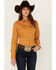Image #1 - Wrangler Retro Women's Printed Long Sleeve Snap Western Shirt, Orange, hi-res