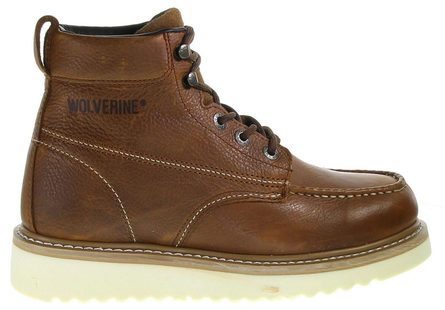 Image #9 - Wolverine Men's 6" Lace-Up Moc Wedge Work Boots - Soft Toe, Brown, hi-res