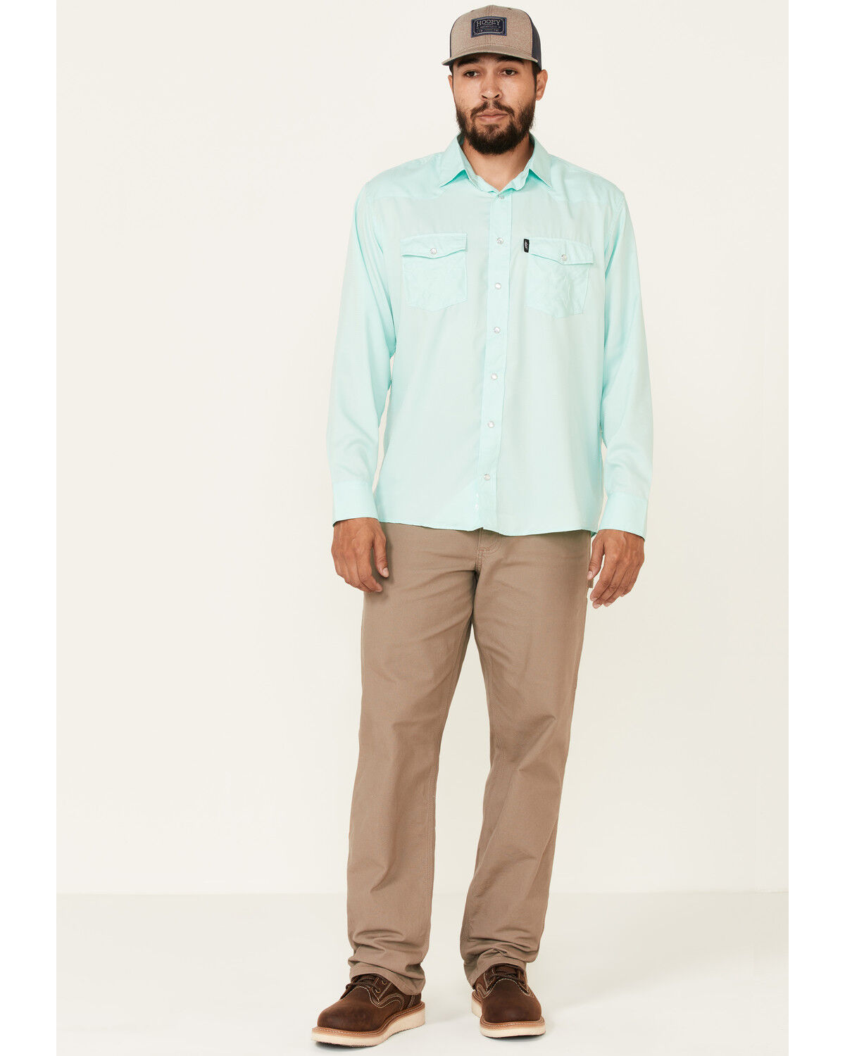 Image #2 - Hooey Men's Solid Habitat Sol Long Sleeve Pearl Snap Western Shirt, Teal, hi-res