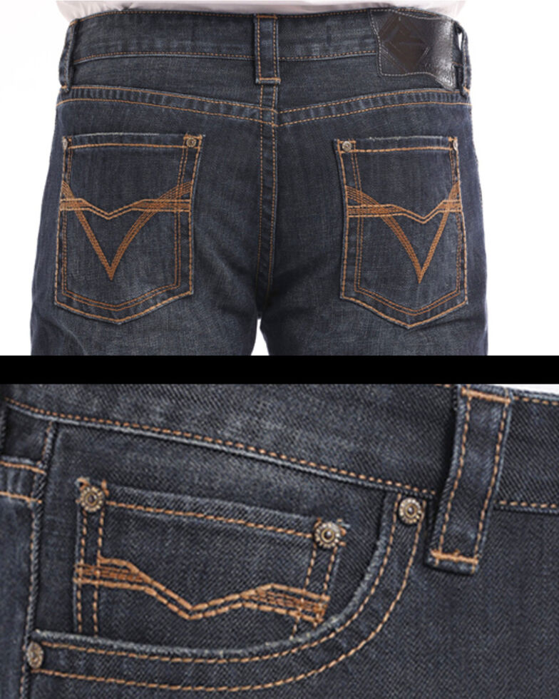 Rock Roll Cowboy Men S Copper V Embroidery Pistol Straight Leg