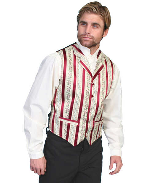 Rangewear by Scully Wallpaper Striped Vest, Burgundy, hi-res