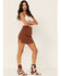 Image #1 - Callahan Women's Cable Knit Genny Mini Skirt, Brown, hi-res