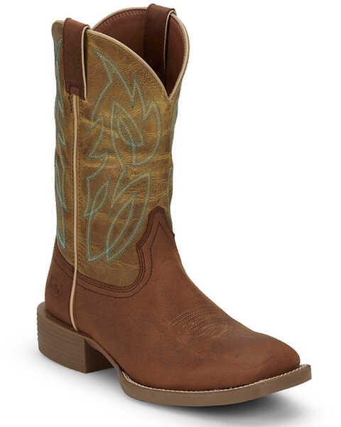Justin Men's 11" Canter Western Boots - Broad Square Toe , Brown, hi-res