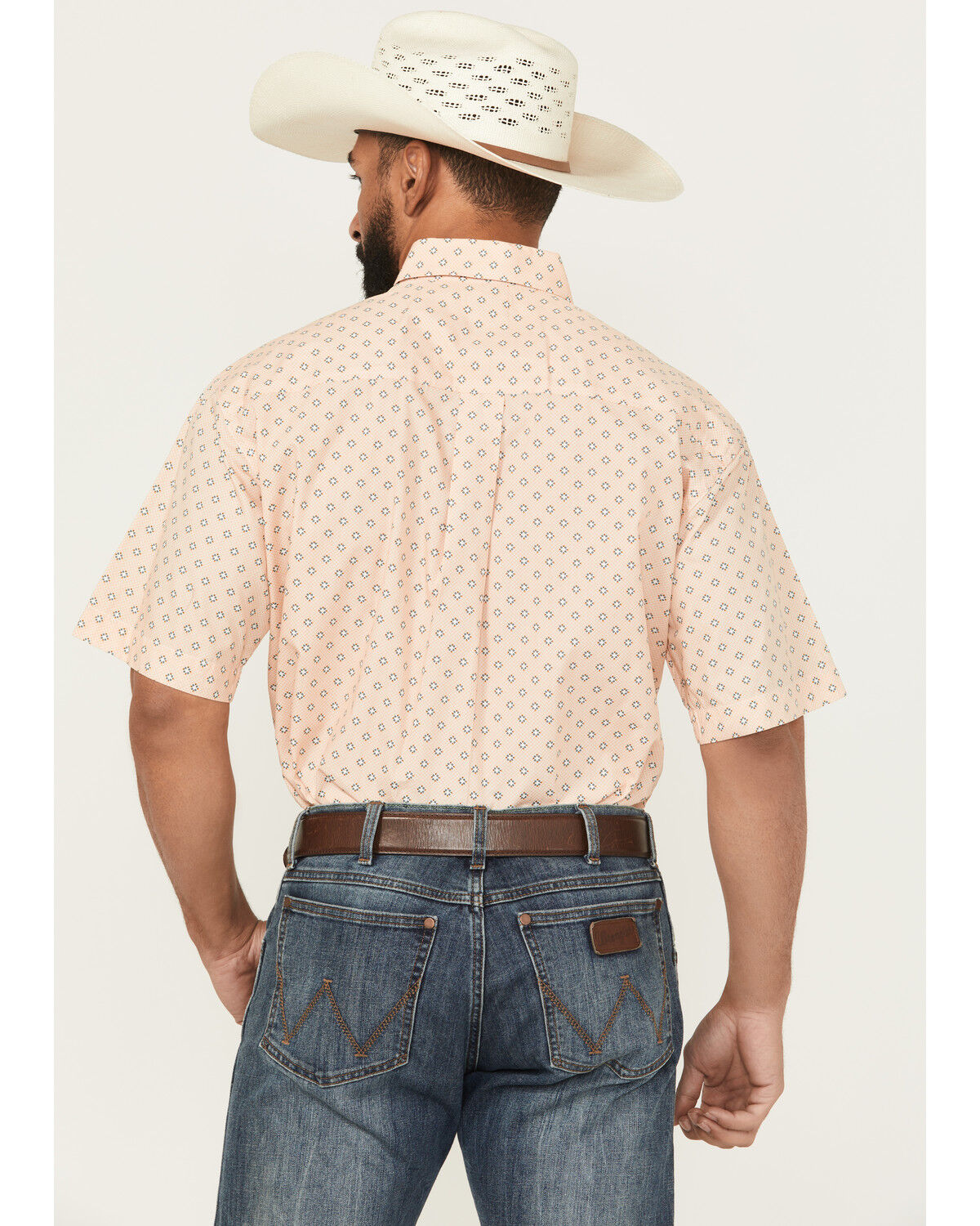 Image #4 - Cinch Men's Geo Print Short Sleeve Button-Down Western Shirt, Orange, hi-res