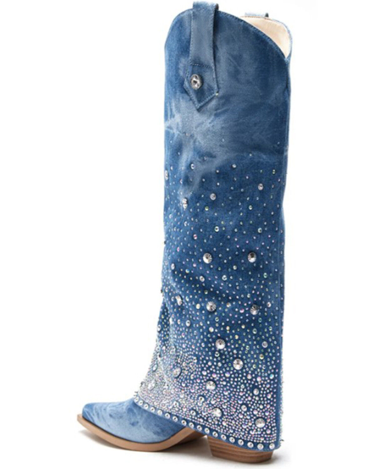 Image #4 - Azalea Wang Women's Mellow Embellished Denim Tall Boots - Snip Toe, Blue, hi-res
