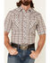 Roper Men's Classic Small Plaid Print Short Sleeve Pearl Snap Western Shirt, White, hi-res