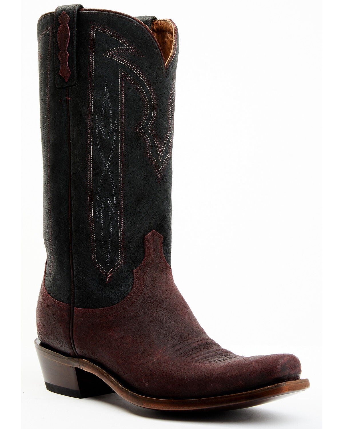 Lucchese Men's Brazos Western Boots - Square Toe, Wine, hi-res