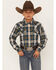 Image #1 - Cody James Boys' Plaid Print Long Sleeve Snap Western Flannel Shirt, Tan, hi-res