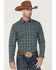 Gibson Men's Bone Southwestern Stripe Long Sleeve Snap Western Shirt , Teal, hi-res