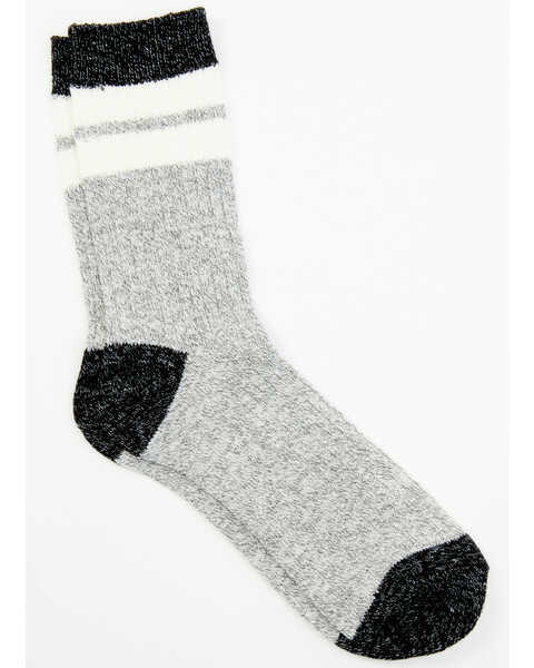Brother's and Sons Men's Gray Rugby Stripe Crew Socks , Heather Grey, hi-res