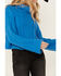 Image #3 - Revel Women's Turtleneck Cable Knit Cropped Sweater , Blue, hi-res