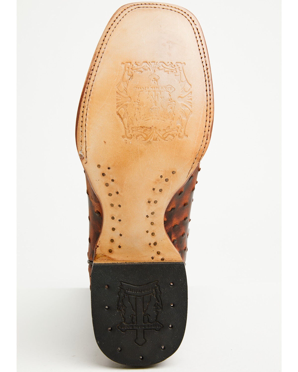 Image #7 - Tanner Mark Men's Exotic Ostrich Print Western Boots - Broad Square Toe, Brown, hi-res