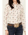 Image #3 - Roper Women's Floral Print Long Sleeve Snap Western Shirt , Cream, hi-res