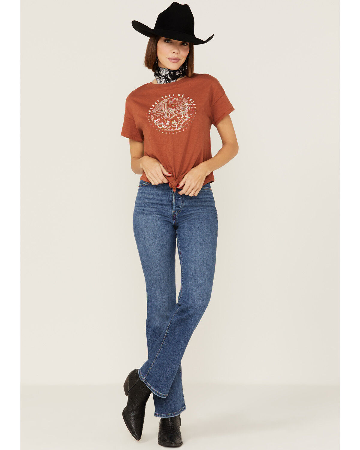 Image #4 - Shyanne Women's Cowboy Take Me Away Desert Rust Graphic Tee, Rust Copper, hi-res