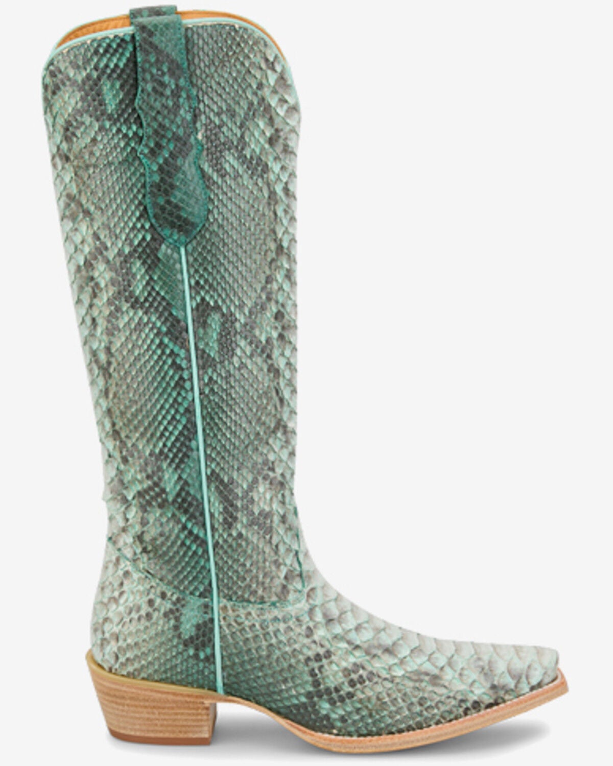 Image #2 - Tony Lama Women's Sadie Exotic Python Tall Western Boots - Snip Toe, Blue, hi-res
