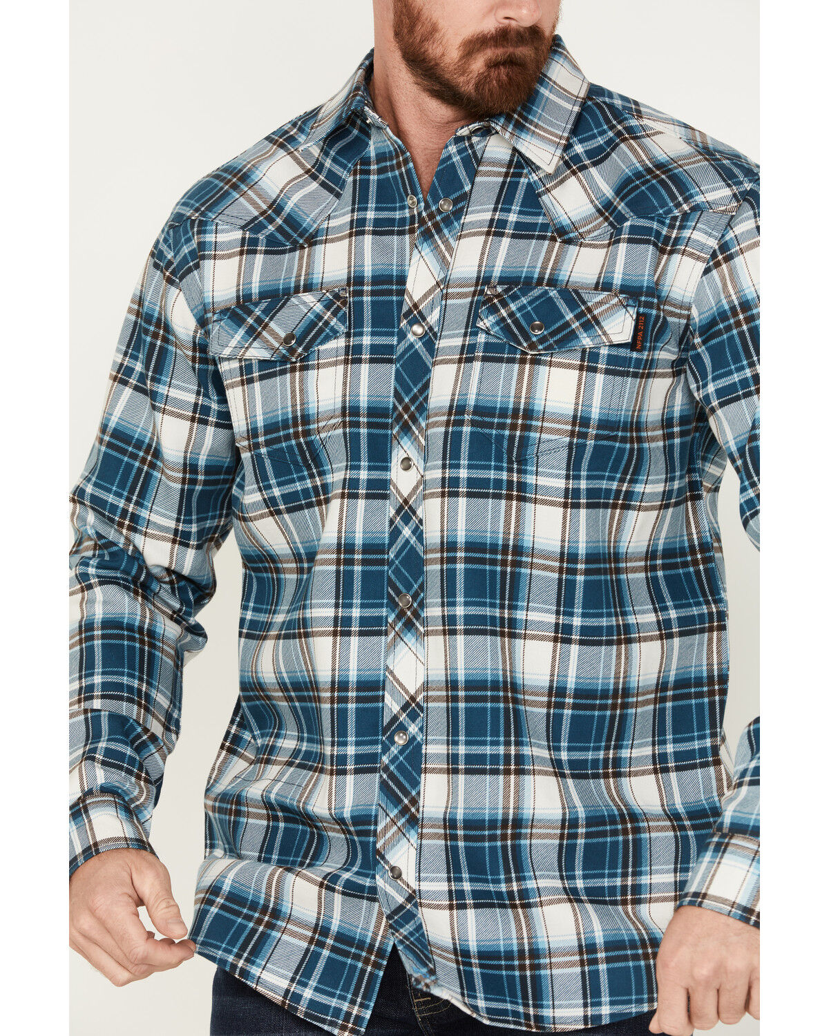 Image #3 - Cody James Men's FR Check Plaid Long Sleeve Work Shirt, Blue, hi-res