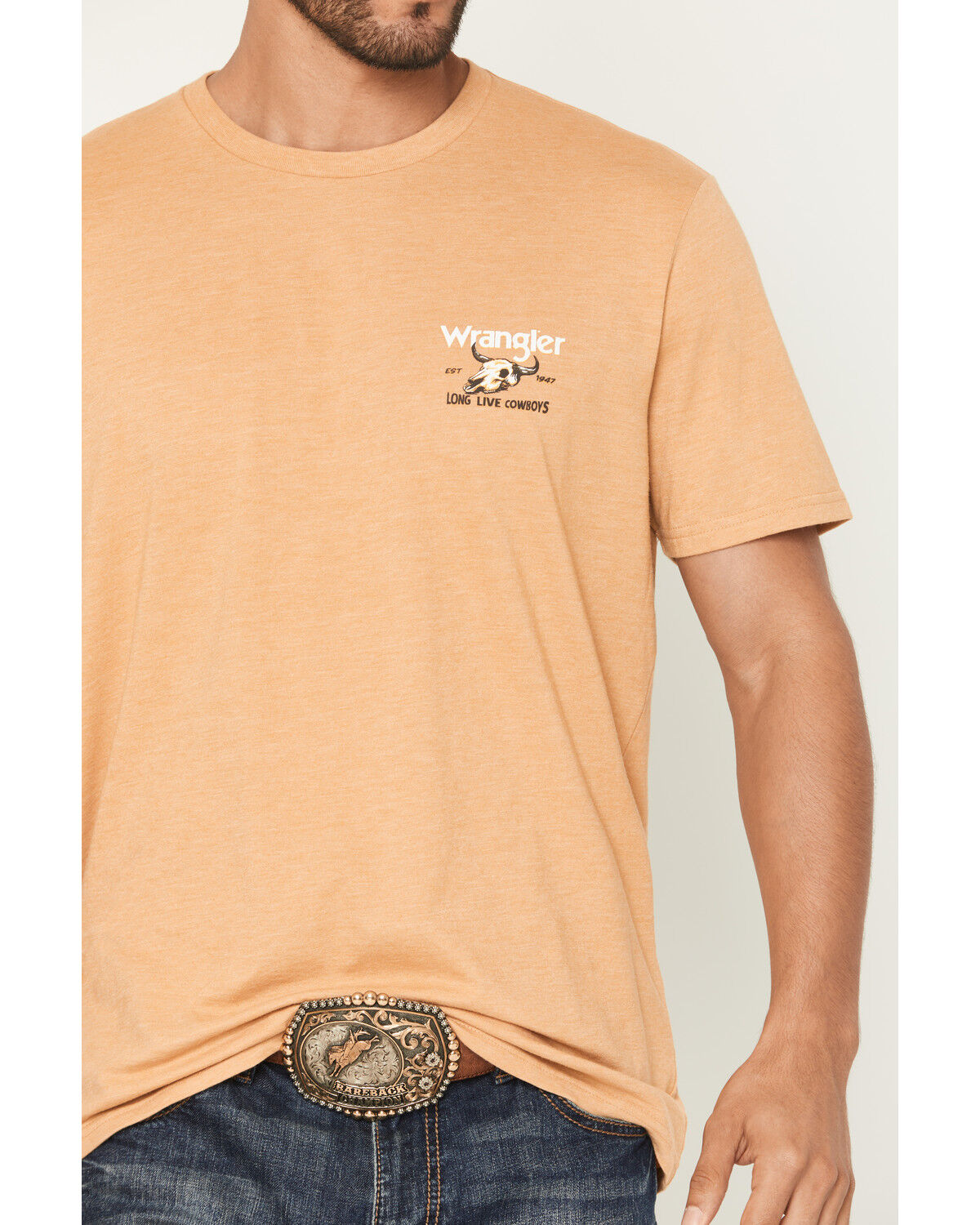 Image #4 - Wrangler Men's Long Live Cowboys Short Sleeve Graphic T-Shirt, Gold, hi-res