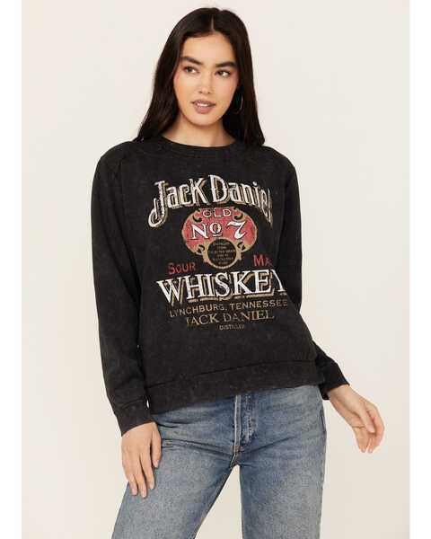 Image #1 - Jack Daniels Women's Sour Mash Crewneck Sweatshirt , Black, hi-res