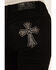 Image #2 - Miss Me Women's Mid Rise Cross Pocket 32" Bootcut Stretch Denim Jeans, Black, hi-res
