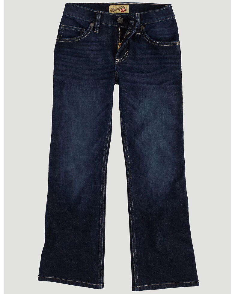 Wrangler Boys' 20X Azure Dark Wash Mid Rise Bootcut Jeans, Dark Blue, hi-res
