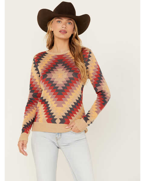 Image #1 - Cotton & Rye Women's Border Star Print Sweater , Multi, hi-res
