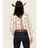 Shyanne Women's Printed Long Sleeve Riding Shirt , Cream, hi-res