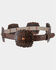 Image #1 - Angel Ranch Women's Brown Scalloped Concho Leather Belt, Brown, hi-res