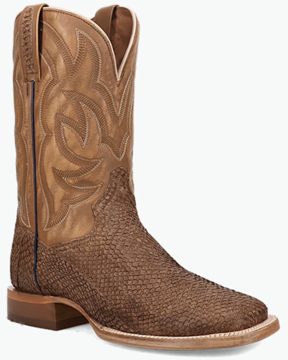 Dan Post Men's Exotic Salmon Western Boots - Broad Square Toe, Brown, hi-res