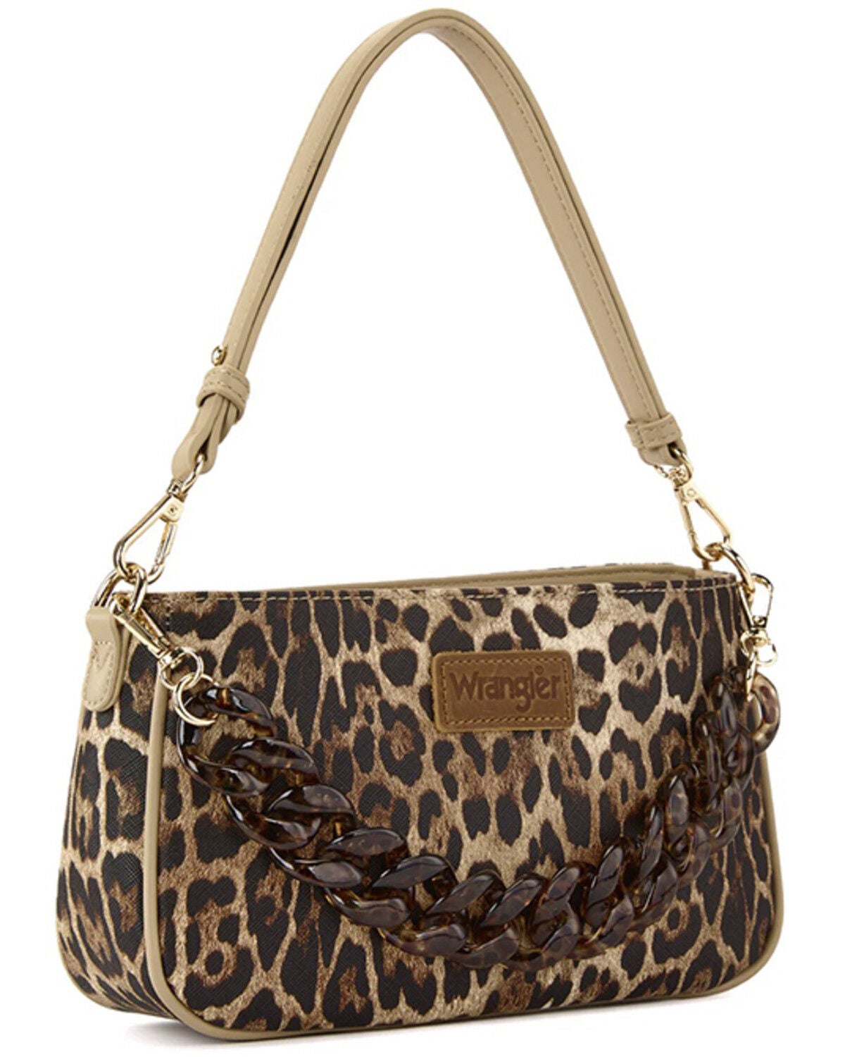Wrangler Women's Leopard Print Chain Detail Shoulder Bag, Leopard, hi-res