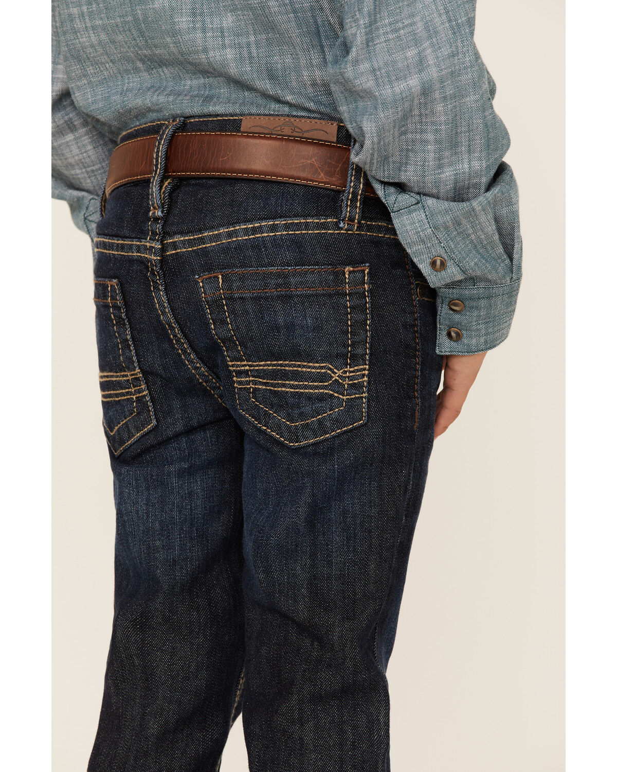 Image #4 - Cody James Boys' Sheridan Dark Wash Mid Rise Stretch Slim Straight Jeans, Medium Wash, hi-res