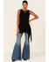 Tasha Polizzi Women's Solid Logan Fringe Tank Top, Black, hi-res