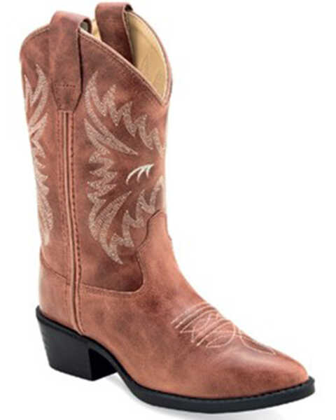 Old West Girls' Cactus Pink Western Boots - Medium Toe, Pink, hi-res