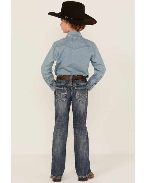 Image #3 - Rock & Roll Denim Boys' Medium Wash Raised Denim Bootcut Jeans, Medium Wash, hi-res