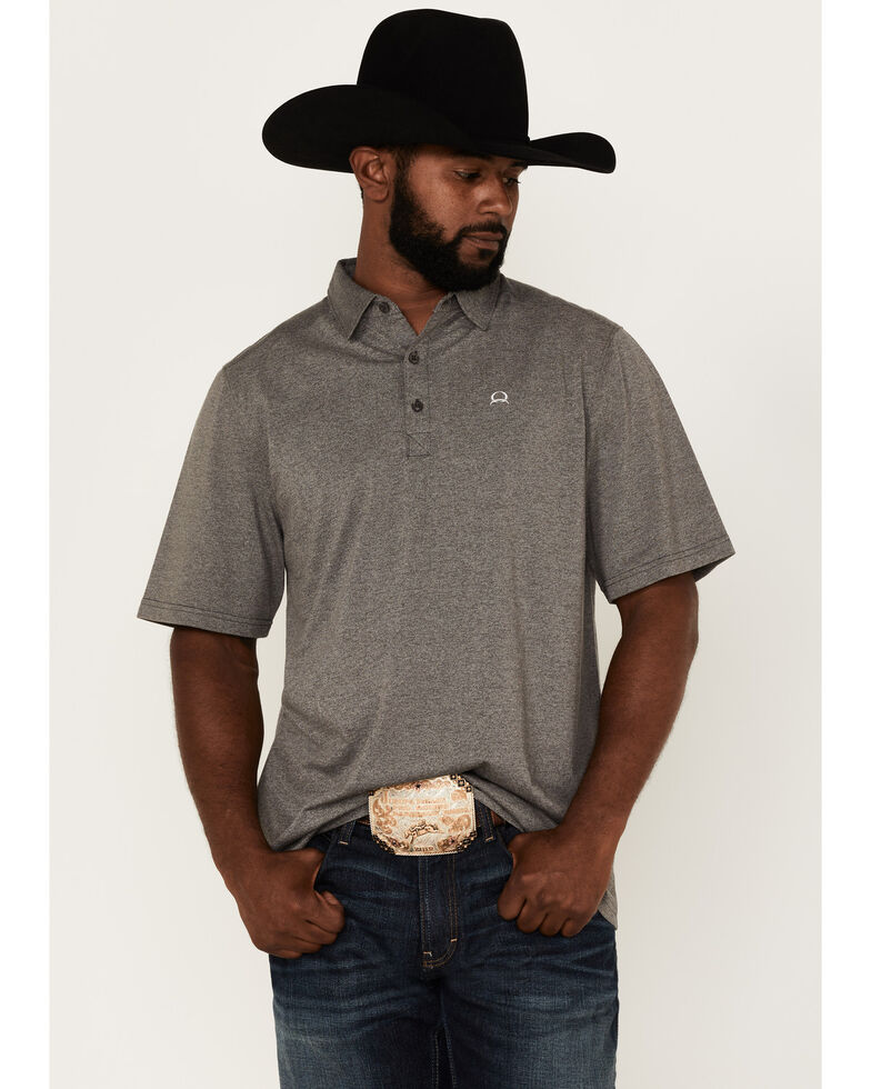 Cinch Men's AF Solid Heather Grey Short Sleeve Polo Shirt , Heather Grey, hi-res