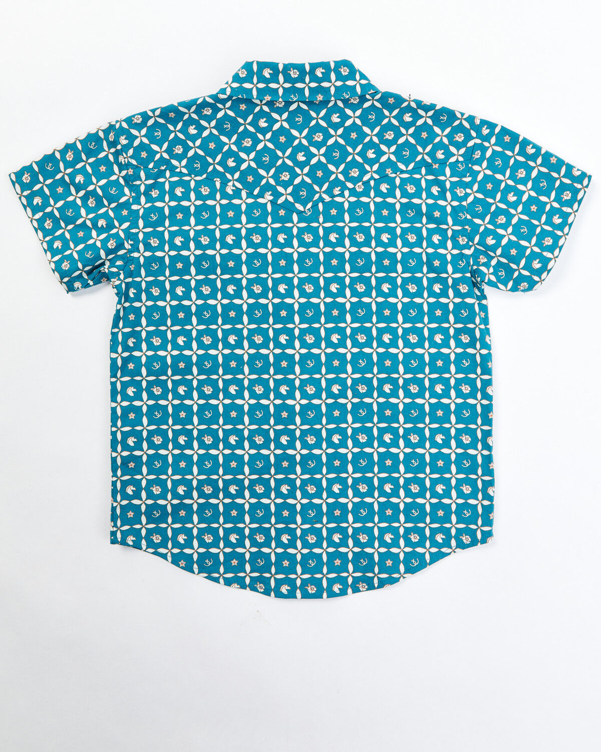 Image #3 - Shyanne Toddler Girls' Rodeo Print Short Sleeve Pearl Snap Shirt, Teal, hi-res