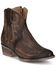 Circle G Women's Embroidered Tobacco Fashion Booties - Round Toe, Dark Brown, hi-res