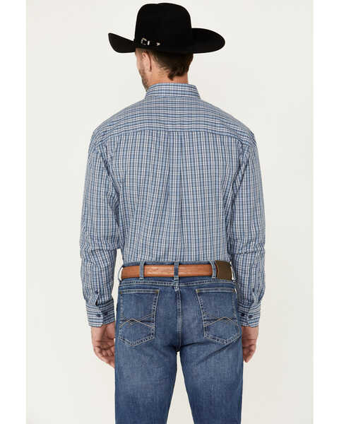 Image #4 - Wrangler Men's Classics Plaid Print Long Sleeve Button-Down Western Shirt, Blue, hi-res