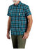 Image #1 - Carhartt Men's Rugged Flex Relaxed Fit Lightweight Plaid Print Short Sleeve Button-Down Stretch Work Shirt , Navy, hi-res
