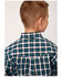 Image #2 - Roper Boys' Plaid Print Long Sleeve Button-Down Western Shirt, Teal, hi-res